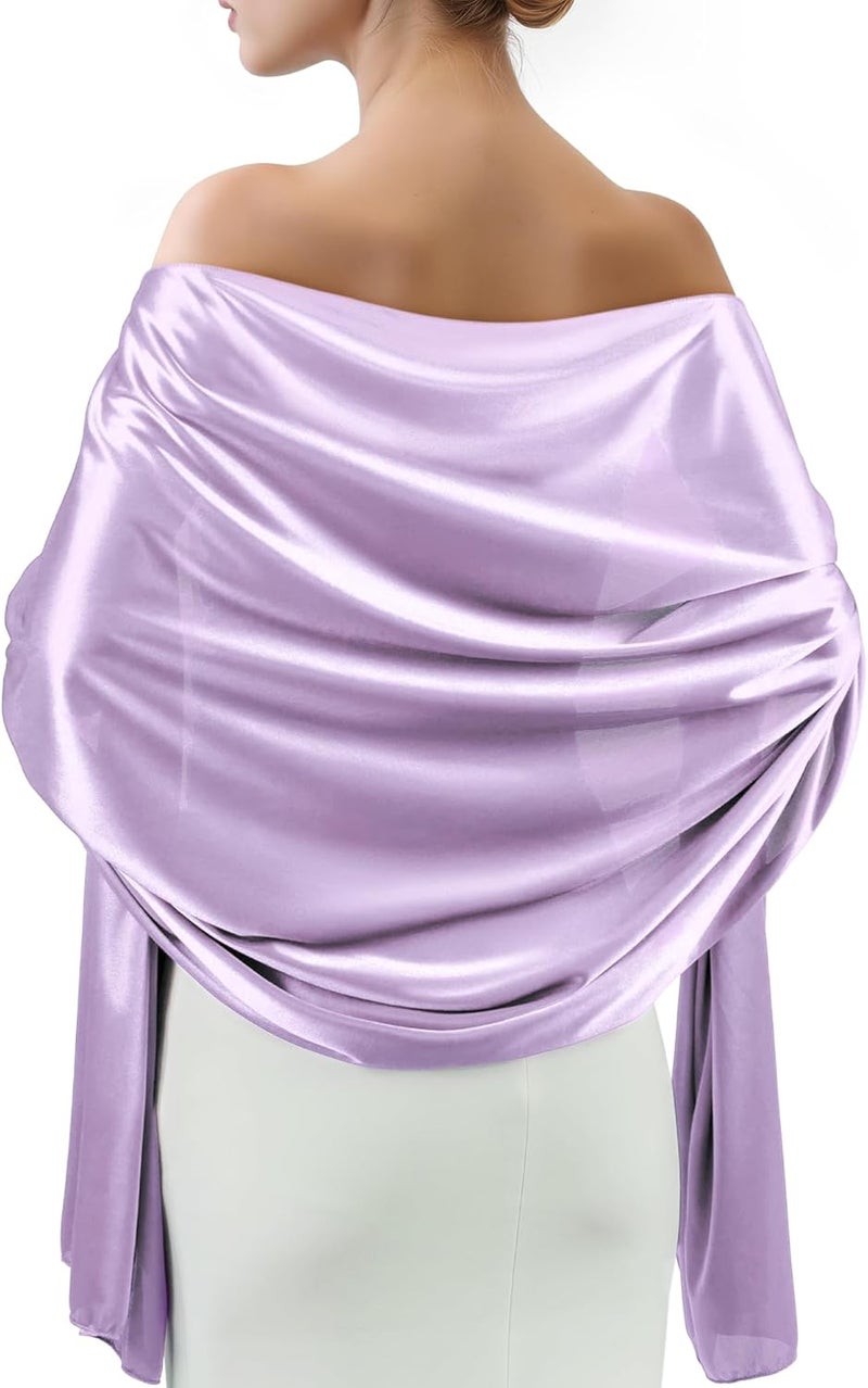 Sofier Satin Shawl Wraps for Women Evening Dresses Wedding Bridal Party Silky Scarf Formal Cover Up Bridesmaid Gifts - Image 1